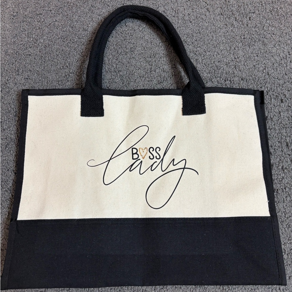 Boss Lady Gym School Coworker Canvas Tote Bag Purse 16.25” x 12.5” x 7.25” New